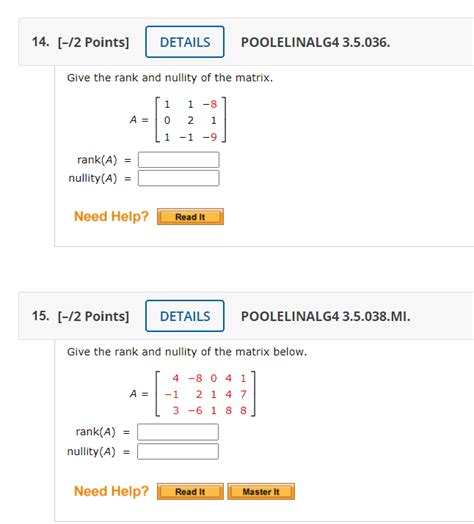 Solved Give The Rank And Nullity Of The Matrix A Chegg