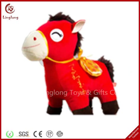 Top Quality Plush Red Horse Toy Soft Stuffed Animal Dolls For Chinese