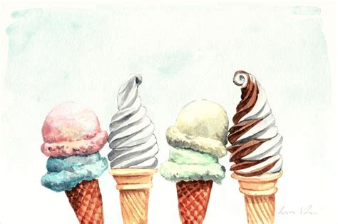 Eis Kunst Eis Malerei Eis Aquarell Eis Kegel Soft Serve Kegel Etsy Art And Illustration Food