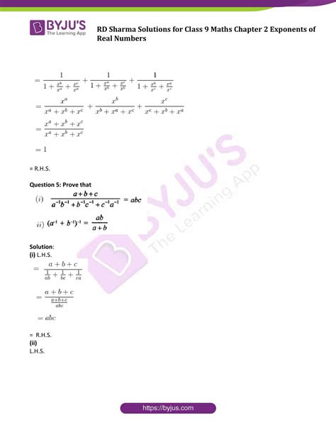 Rd Sharma Class Solutions Maths Chapter Exponents Of Real Numbers