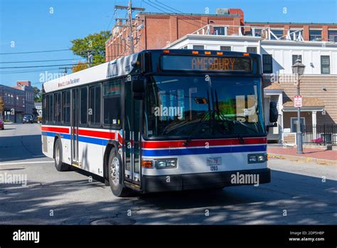 Mvrta Public Bus On Water Street In Downtown Newburyport Massachusetts