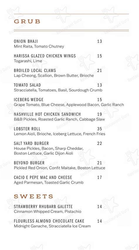 Menu At Salt Yard Cafe And Bar Portland