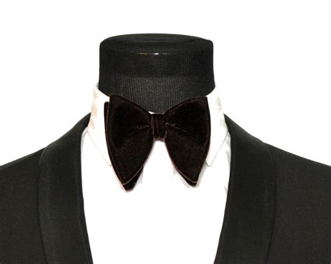 Mens Ferucci Oversized Bow Tie Brown Velvet Bowtie Mens Big Bow Tie