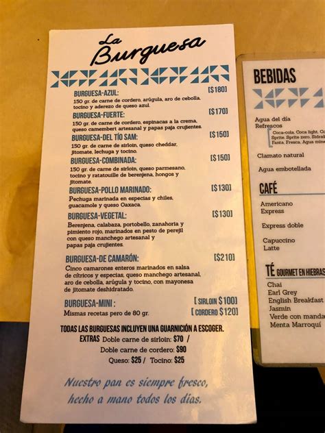 Menu At La Burguesa Restaurant Ciudad L Pez Mateos Cozumel