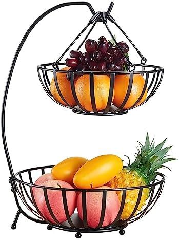 Amazon Giftburg Stripe 2 Tier Fuit Basket With Banana Hanger 2