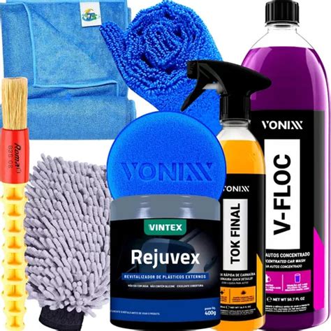 Kit Para Lavar Moto V floc Cera Tok Final Luva Pano Vonixx Frete grátis