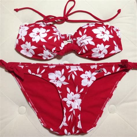 Hollister Swim Red Floral Bikini Poshmark