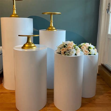 Round Cylinder Pedestal Stand Art Decor Plinths Pillars Party Diy