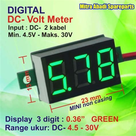 Jual Voltmeter DC 4 5V 30V Mini Digital 2 Kabel Tanpa Frame Hijau Green