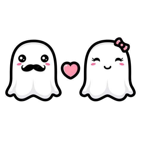 Premium Vector A Pair Of Cute Ghosts In Love