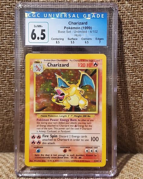 Pokémon TCG Charizard Base Set 4 102 Unlimited Holo Rare CGC 6 5 With