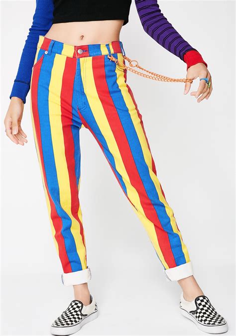 Striped Denim Rainbow Jeans | Dolls Kill