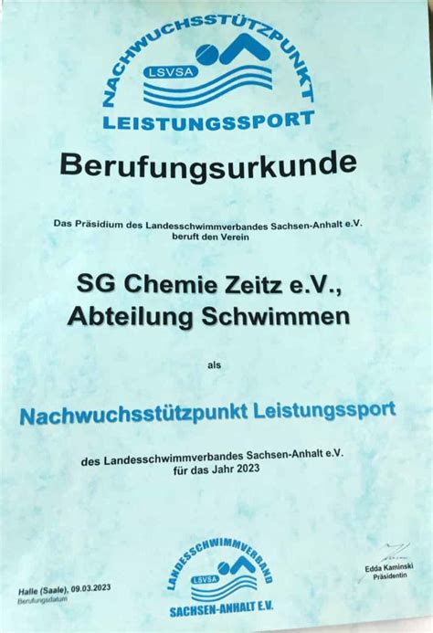 Abteilung Schwimmen Berufung Als Nachwuchsst Tzpunkt Leistungssport