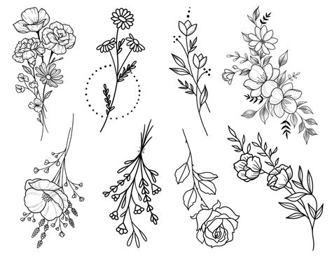 Wildflowers Set of 8 Temporary Tattoo Multipack / Floral - Etsy