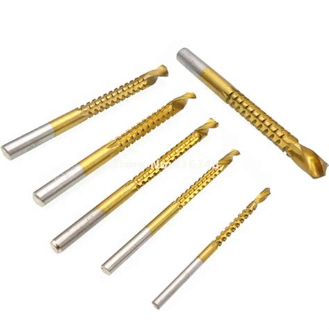 6pc Titanium Coated Hss Drill Bit Hole Saw Woodworking Wood Cut Plastic