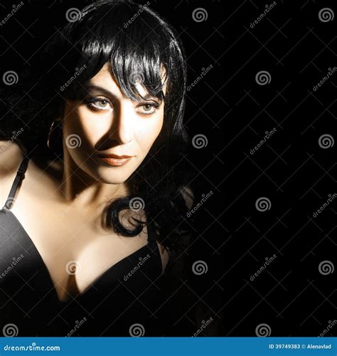 Brunette Woman Portrait Close Up Stock Image Image Of Fashion Black