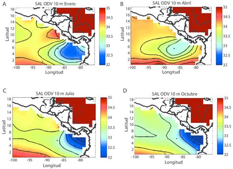 Distribuci N Espacial De La Salinidad Psu En La Superficie Del Mar
