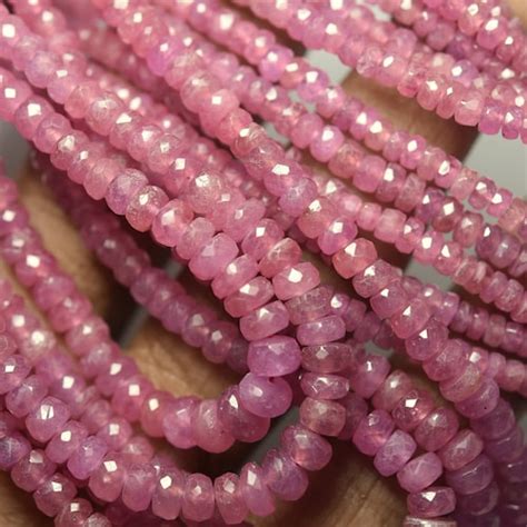 Inches Strand Pink Sapphire Faceted Rondelles Size Mm To Etsy