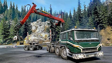 Snowrunner Russian Trucks With Log Loader Crane And Log Carrier Front