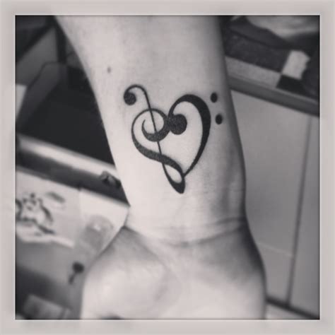 Bass Clef Heart Tattoo Heart Tattoo Tattoos Clef Heart