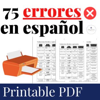 75 Common Mistakes English Speakers Make In Spanish Printable PDF