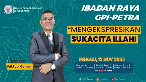 Ibadah Raya Umum Mengekspresikan Sukacita Illahi Pdt Rapi Gultom