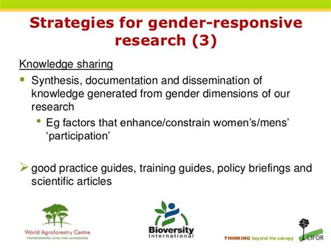 Elements Of A Strategy For Gender Responsive Research