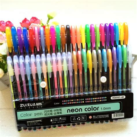 Ensemble De Stylos à Gel Recharge Métallique Pastel Néon