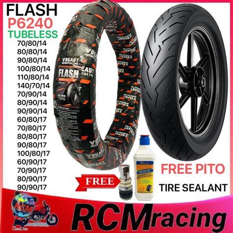 BEAST FLASH P6240 TUBELESS TIRE BY 14 17 For Motorcycle Free Pito