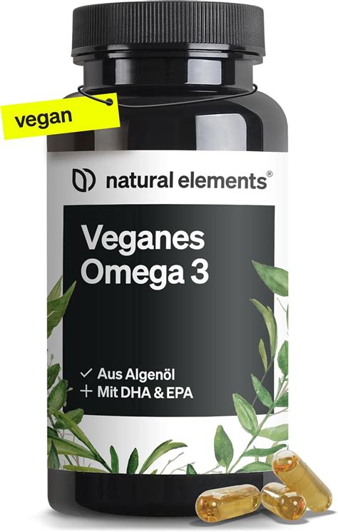 Omega 3 vegan aus Algenöl 90 Kapseln Hochdosiert mit hochwertigem