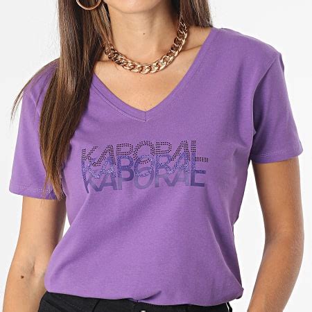 Kaporal Tee Shirt Col V Femme Lea Violet LaBoutiqueOfficielle