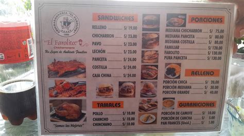 Carta Del Restaurante El Farolito Lince Prolongaci N Iquitos