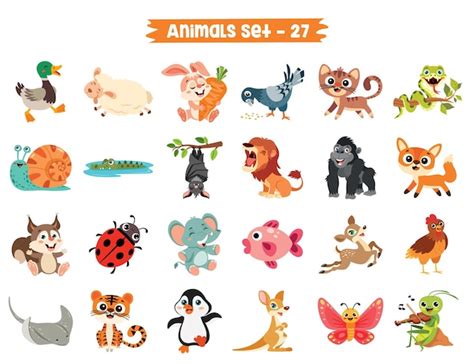 Premium Vector | Set Of Cute Cartoon Animals