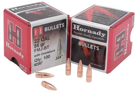 Hornady Cal Gr Fmj Bt Reloading Bullets With Cannelure