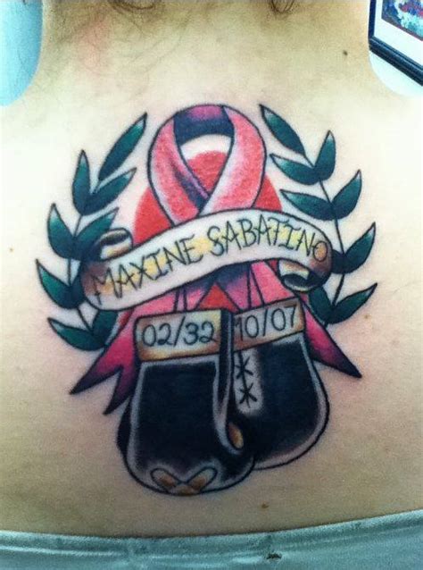 Traditional Cancer Ribbon And Boxing Gloves By Artworkbymatward On