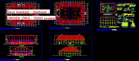 Proje Sitesi Spor Merkezi Stadyum Autocad Projesi