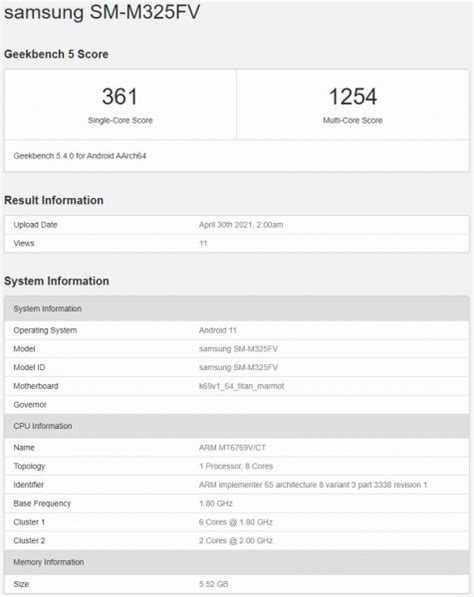 Samsung Galaxy M32 key specs revealed by Geekbench - GSMArena.com news