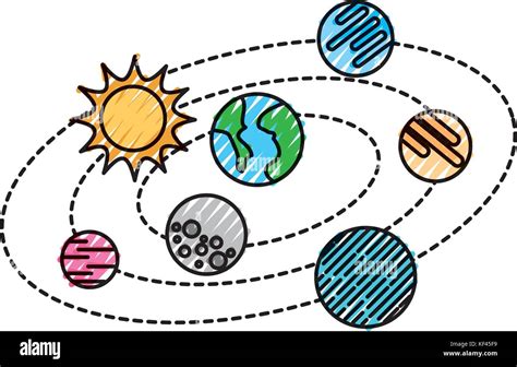 Solar System With Planets And Sun Orbit Science Astronomy Space Stock