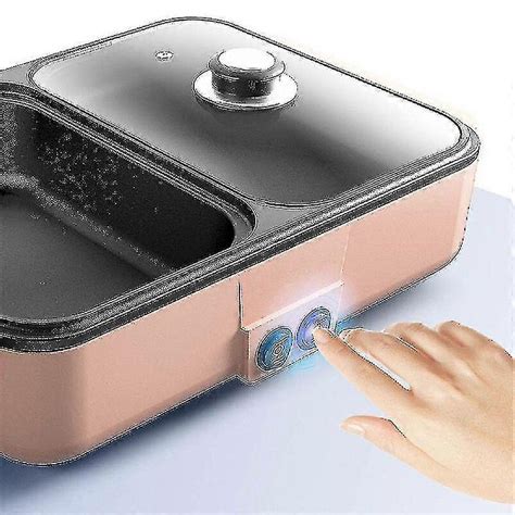 2 In 1 Electric Hot Pot Cooker Bbq 1400w Grill Multicooker Electric Bbq Grill Non Stick Plate