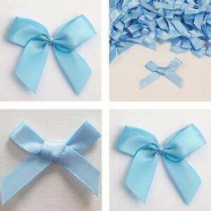 Pre Tied Light Baby Blue Satin Ribbon Bow Small Large Crafts Gift Wrap