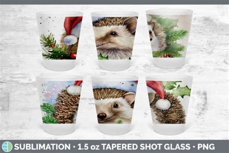 Santa Hedgehog Christmas Shot Glass Subl Graphic By Enliven Designs