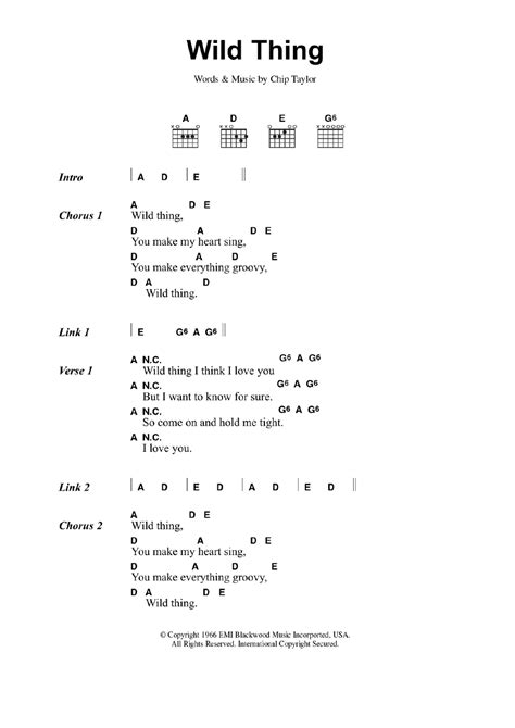 Wild Thing by The Troggs - Guitar Chords/Lyrics - Guitar Instructor