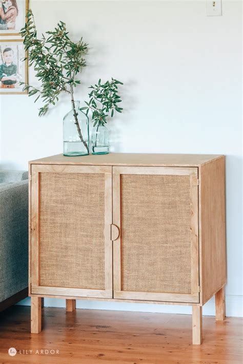 Diy Rattan Cabinet Hack With Burlap Diy Cabinet Doors Diy Furniture Renovation Diy Cabinets