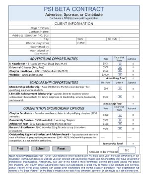 Fillable Online PSI BETA CONTRACT Fax Email Print PdfFiller