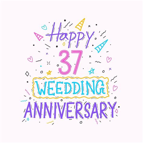 Happy 37th Wedding Anniversary Hand Lettering 37 Years Anniversary