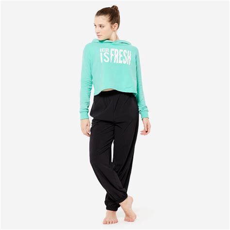 Tanz Sweatshirt Modern Jazz Dance Mädchen Crop Top Mit Kapuze Rosa