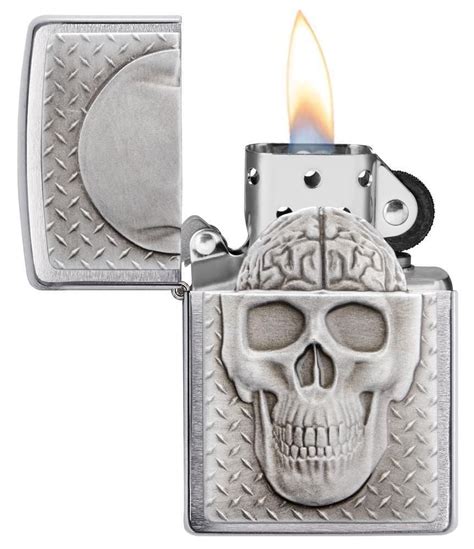 Skull With Brain Surprise Zippo Vrhunski Originalni Ameri Ki Upalja I