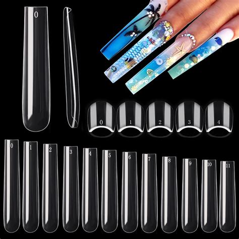 Amazon Pcs Square Nail Tips Full Cover Xl Clear Nail Tips For