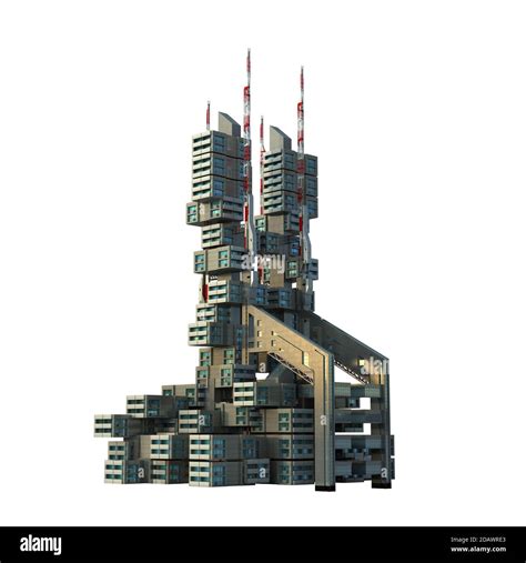 D Rendering Of A Futuristic Apartment Building In A Modular