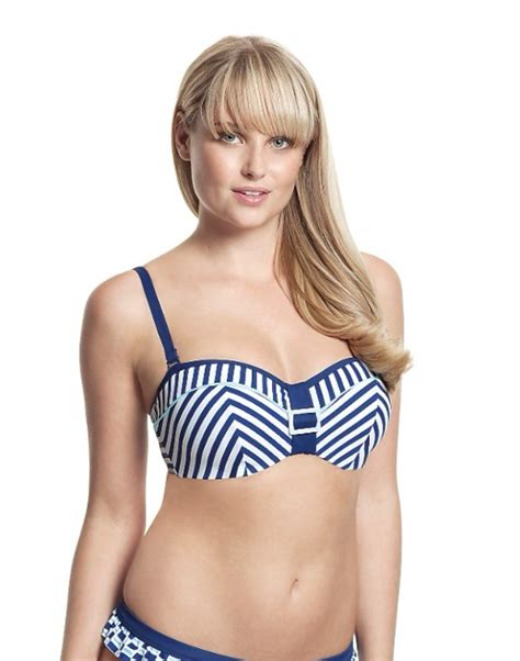 Moulded Bandeau Bikini Top Lucille Nautical Stripe